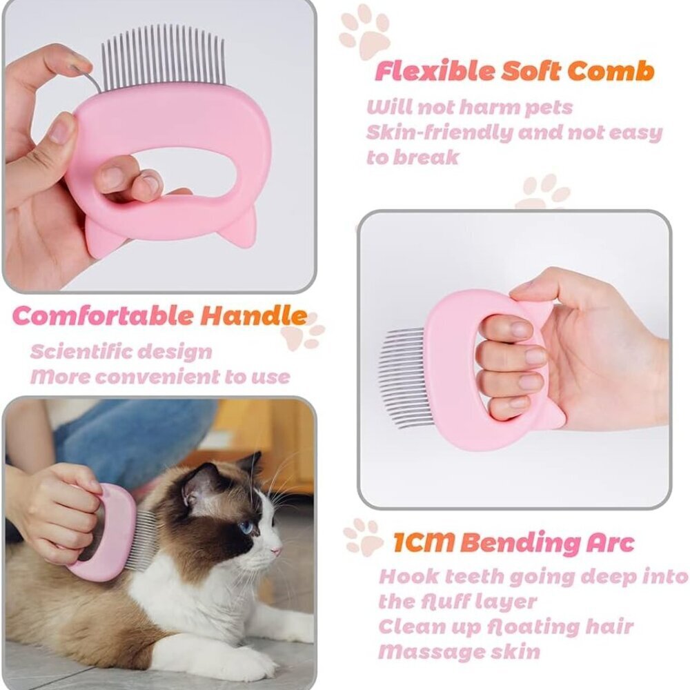 3-Pcs Pet Grooming Comb Set Cat Dog Hair Removal Brush Wear Multi-function Brush - Picture 8 of 12
